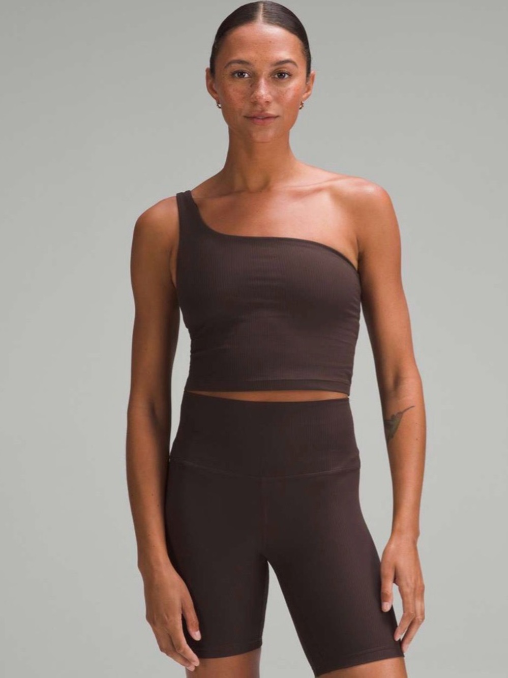 Lululemon Ribbed Nulu Asymmetrical Yoga Tank Top Espresso Size 4